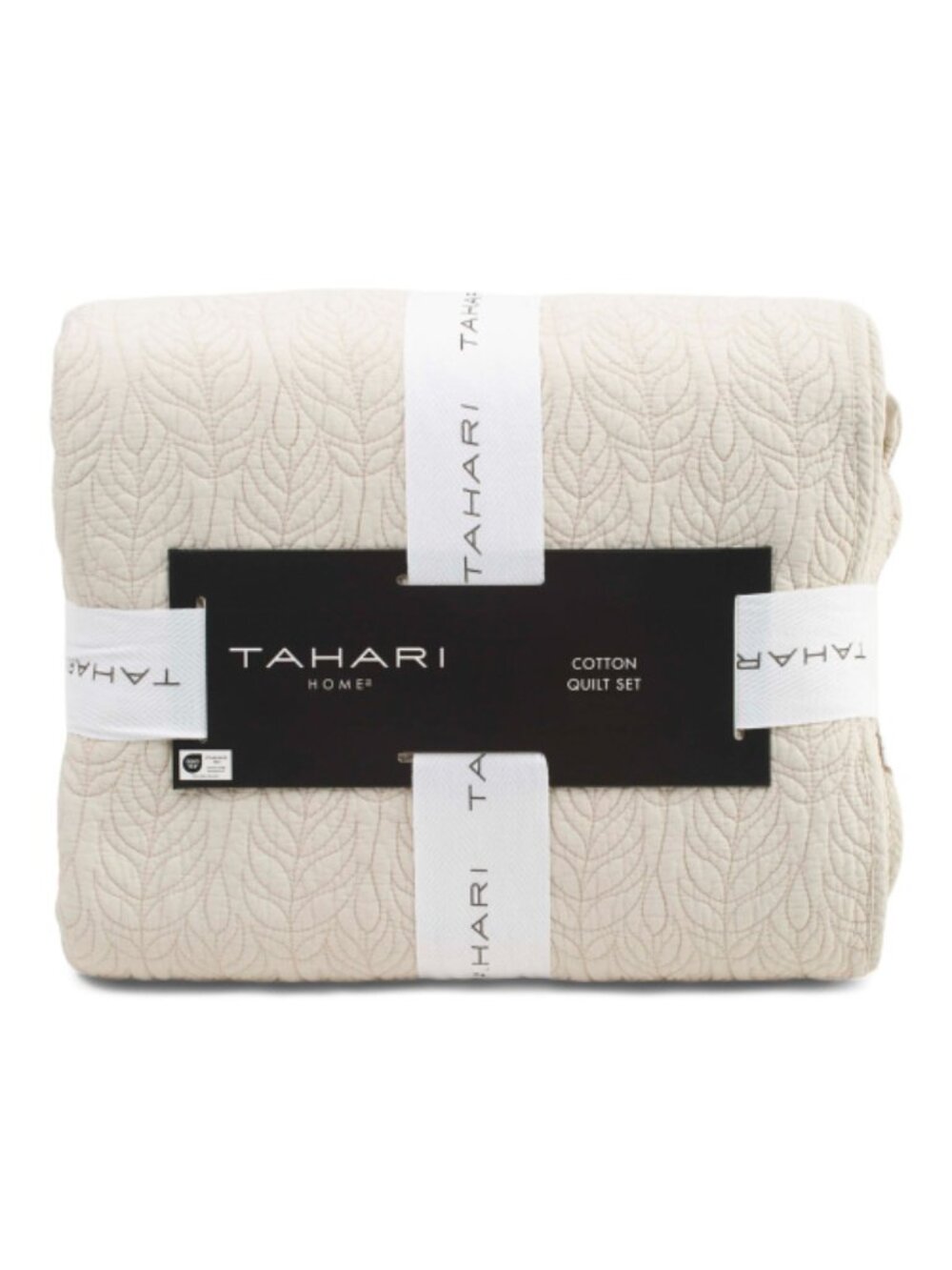 TAHARI HOME Cotton Embroidered Leaves Quilt Set
